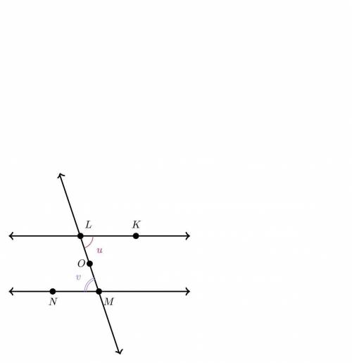 KL and MN are parallel lines. O is the midpoint of segment LM. Which transformation of the plane ca