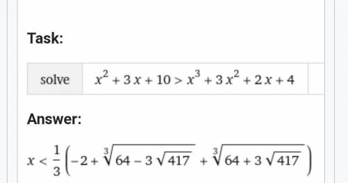 If f(x) = 2x³ = x² + 3x + 10 and g(x) = x³ + 3x² + 2x + 4, determine when f(x) > g(x).