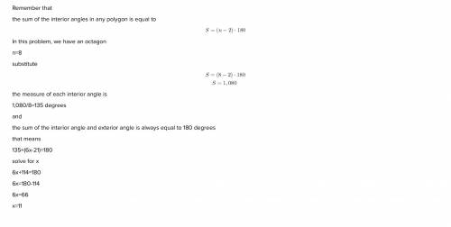 If the figure is a regular polygon find the value of x