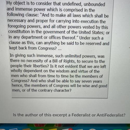Read the following excerpt. Using your knowledge of American Government as well
 

as the informati