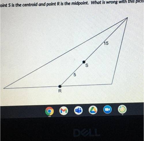 Point S is the centroid and point R is the midpoint. What is wrong with this picture?