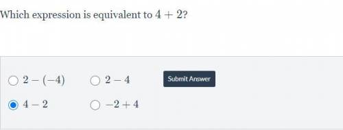 Which expression is equivalent to 4+2?