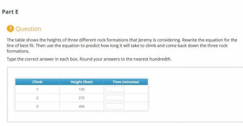 The table shows the heights of three different rock formations that Jeremy is considering. Rewrite
