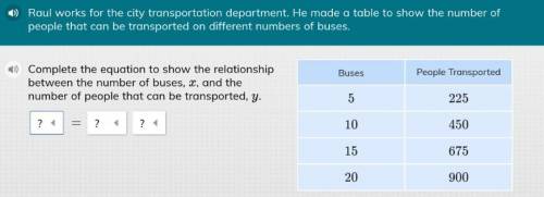 Raul works for the city transportation department. He made a table to show the number of people tha