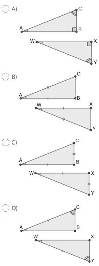 Which of the following pairs of triangles can be proven congruent by ASA?