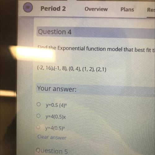 Find the Exponential function model that best fit this data in the set of ordered pairs.

(-2, 16)
