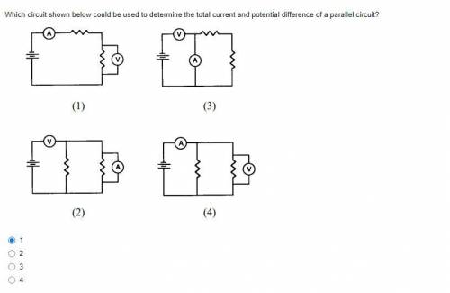 Which circuit shown below could be used to determine the total current and potential difference of