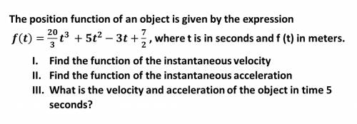 Derivative Applications:
Exercise Speed and instantaneous acceleration