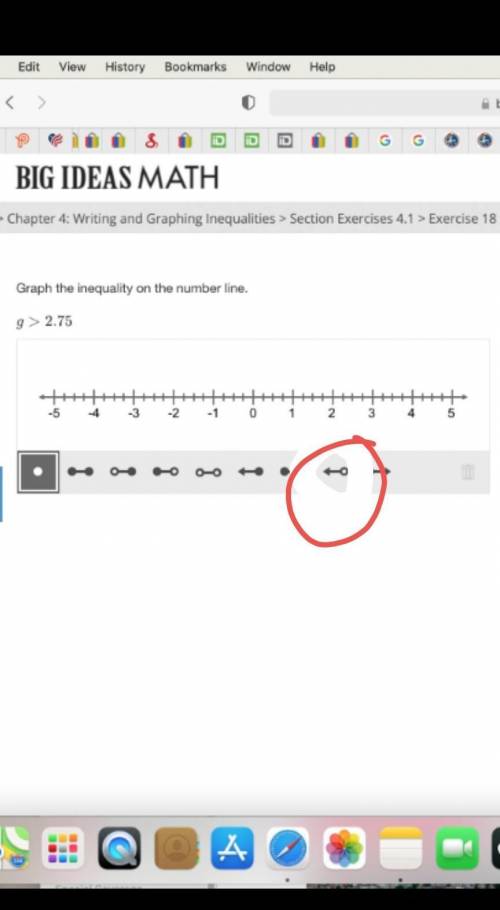 Question
Graph the inequality on the number line. 
g>2.75
