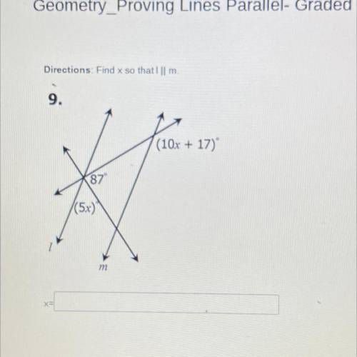 Find x so that L is parallel to M