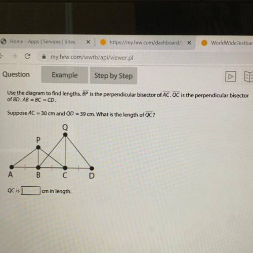 Use the diagram to find lengths. BP is the perpendicular bisector of ACQC is the perpendicular bise