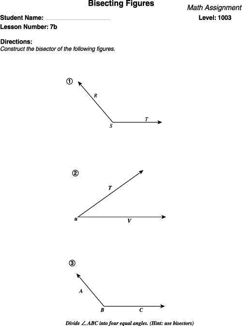 Construct the bisector of the following figures