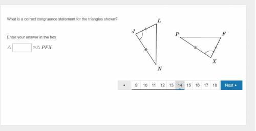 Need the answer to this one! | What is a correct congruence statement for the triangles shown?

En
