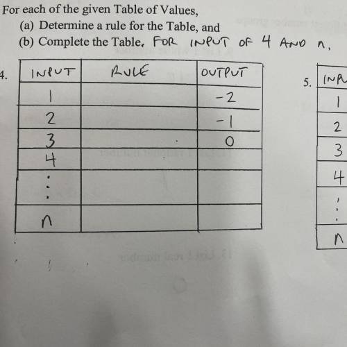 WILL GIVE BRAINLIEST. determine the rule for the table and complete it.
