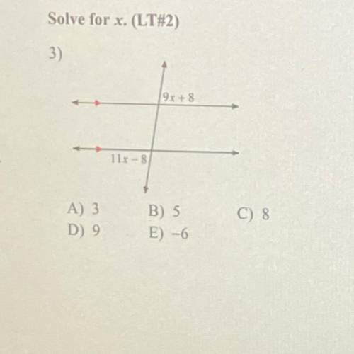 Number 3.) solve for x