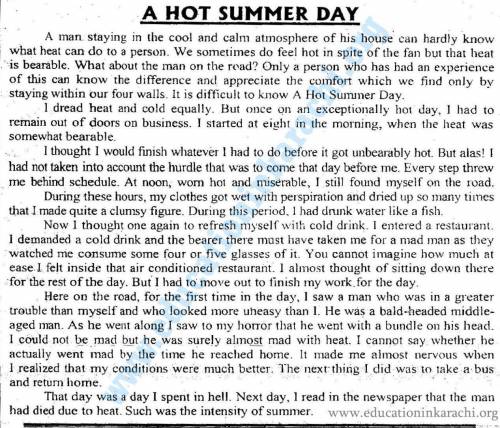Describe a hot summer afternoon in a park (descriptive writing))