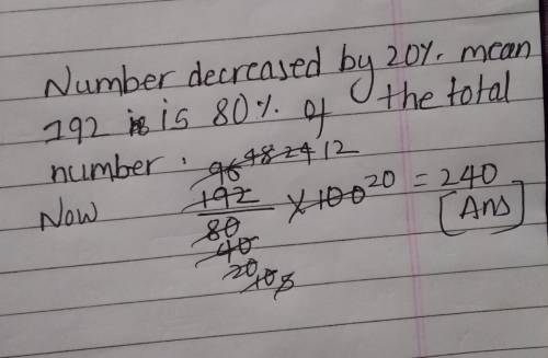 The result of a number, when decreased by 20%, is 192. Find the number.