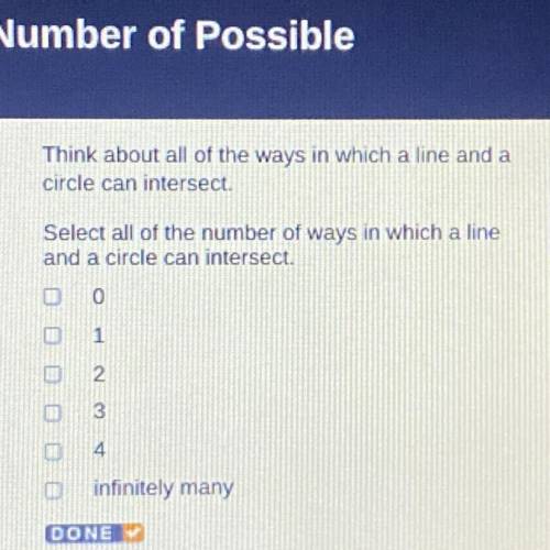 Select all of the number of ways in which a line
and a circle can intersect.