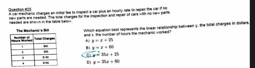 9

A car mechanic charges an initial fee to inspect a car plus an hourly rate to repair the car if
