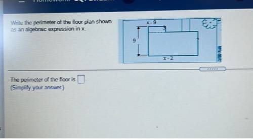 Write the perimeter of the floor plan shown as an algebraic expression in x.