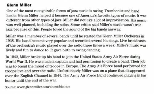 In the text Glenn Miller What is the topic of this text? How do you know?