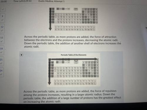 PLEASE I NEED HELP

A student uses the periodic table to map out the trend in increasing atomic ra