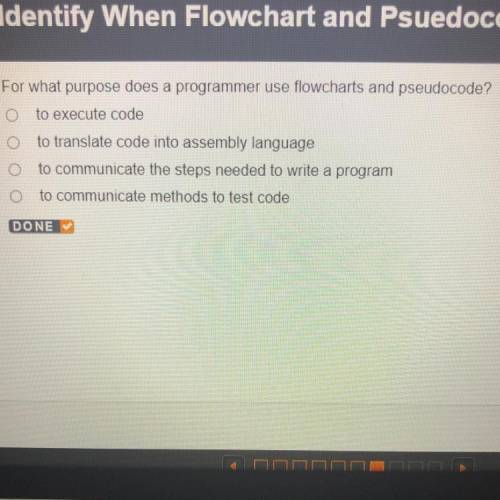 For what purpose does a programmer use flowcharts and pseudocode?

A- to execute code 
B- to trans