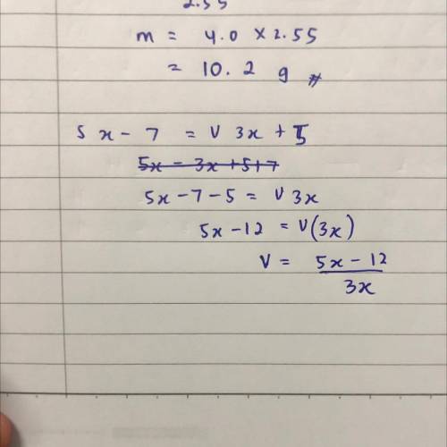 What is the solution to the equation 5x-7 = V3x+5?