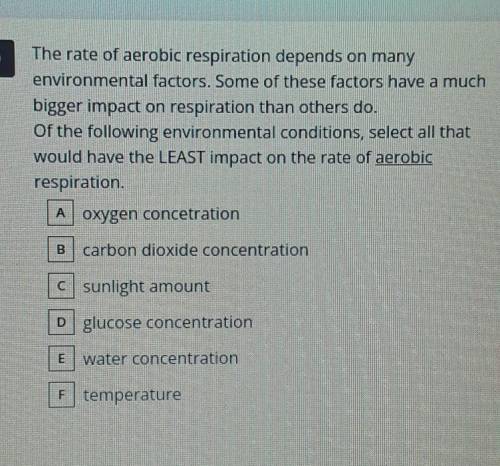 The rate of aerobic respiration depends on many environmental factors. Some of these factors have a