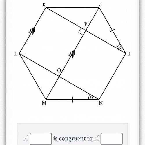 PLZ HELP

Identify two angles that are marked congruent to each other on the diagram below.