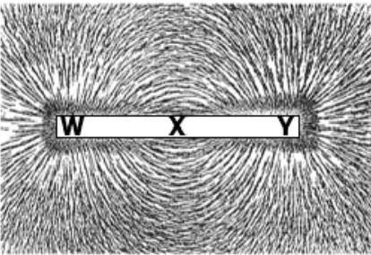 The magnetic field produced by a bar magnet can be made visible using iron filings, which align to