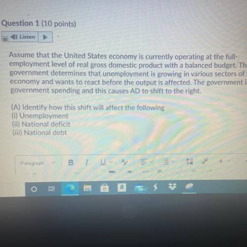 Assume that the United States economy is currently operating at the full-

employment level of rea
