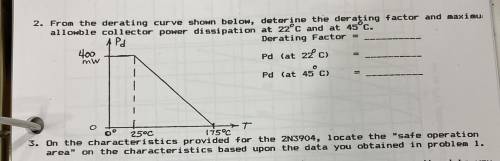 From the derating curve shown below , deterine the derating factor and maximum allowble collector p