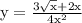 { \rm{y =  \frac{3 \sqrt{x}  + 2x}{ {4x}^{2} } }} \\