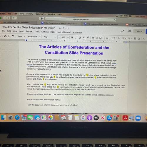 SOMEONE HELP PLEASE

The Articles of Confederation and the
Constitution Slide Presentation
The ess