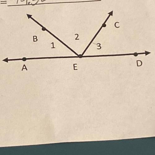 EC bisects angle BED. m angle 3=5x and m angle BED=12x-20. Find x and m angle two
