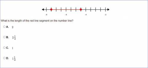 What is the length of the red line segment on the number line?

A. 2
B. 2 1/2
C. 1
D. 1 1/2