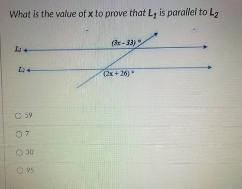 What is the value of x to prove that L1 is parallel to L2