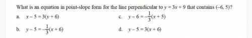What is an equation in point slope form for the line perpendicular to..