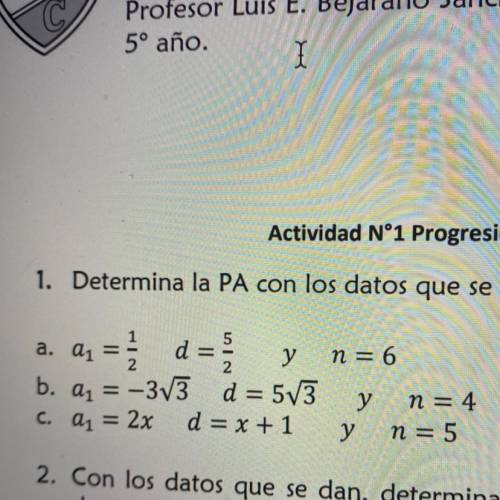 Determina el PA con los datos que se dan en cada ejercicio