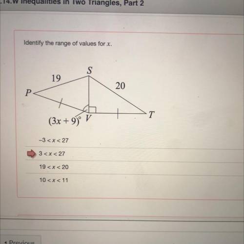 Please help!!
identify the range of values for x