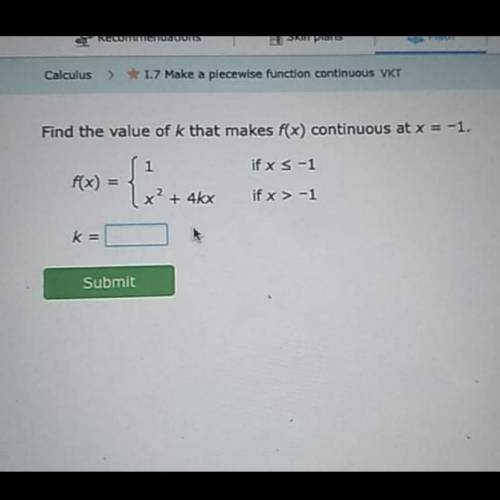 Find the value of k that makes f(x) continuous at x = -1