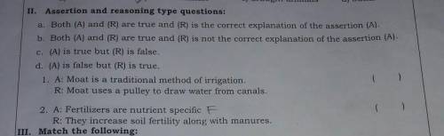 Assertion and reasoning type questions!....Explanation compulsory