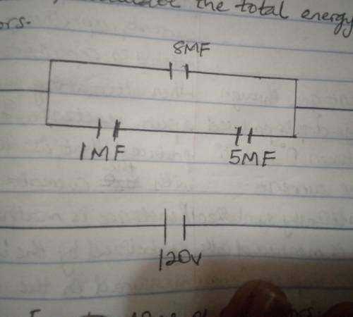 Please help me Calculate the total energy stored in the capacitor