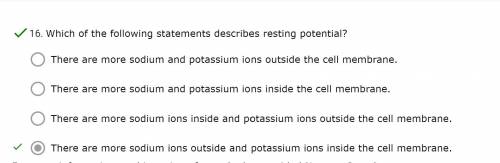 Which of the following statements describes resting potential?
