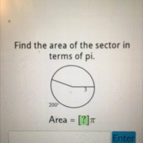 Find the area of the sector in terms of pi.