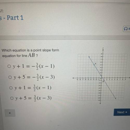Which equation is a point slope form
equation for line AB ?