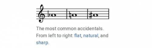 Name and define 2 accidentals in music.
