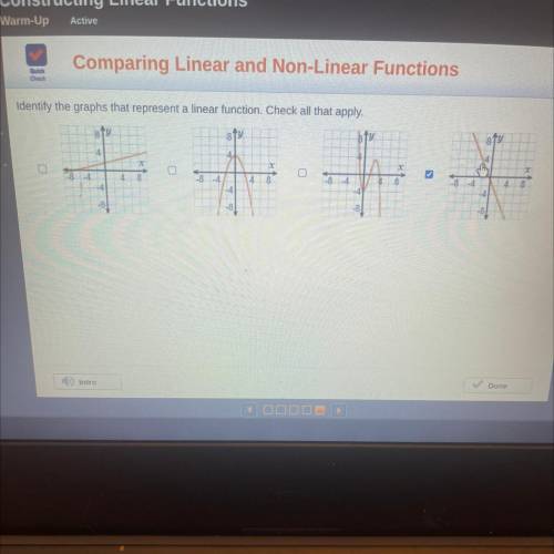 Identify the graphs that represent liner function check all that apply￼