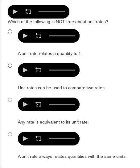 Which of the following is NOT true about unit rates?